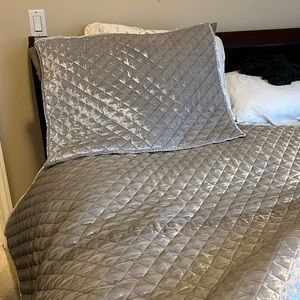 West Elm Silver Velvet Quilt